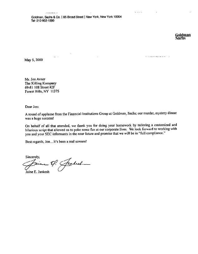goldman sachs cover letter address